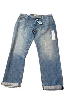 Levis Womens Boyfriend Slim Jeans Size 12M Distressed Denim Rolled Hem NWT